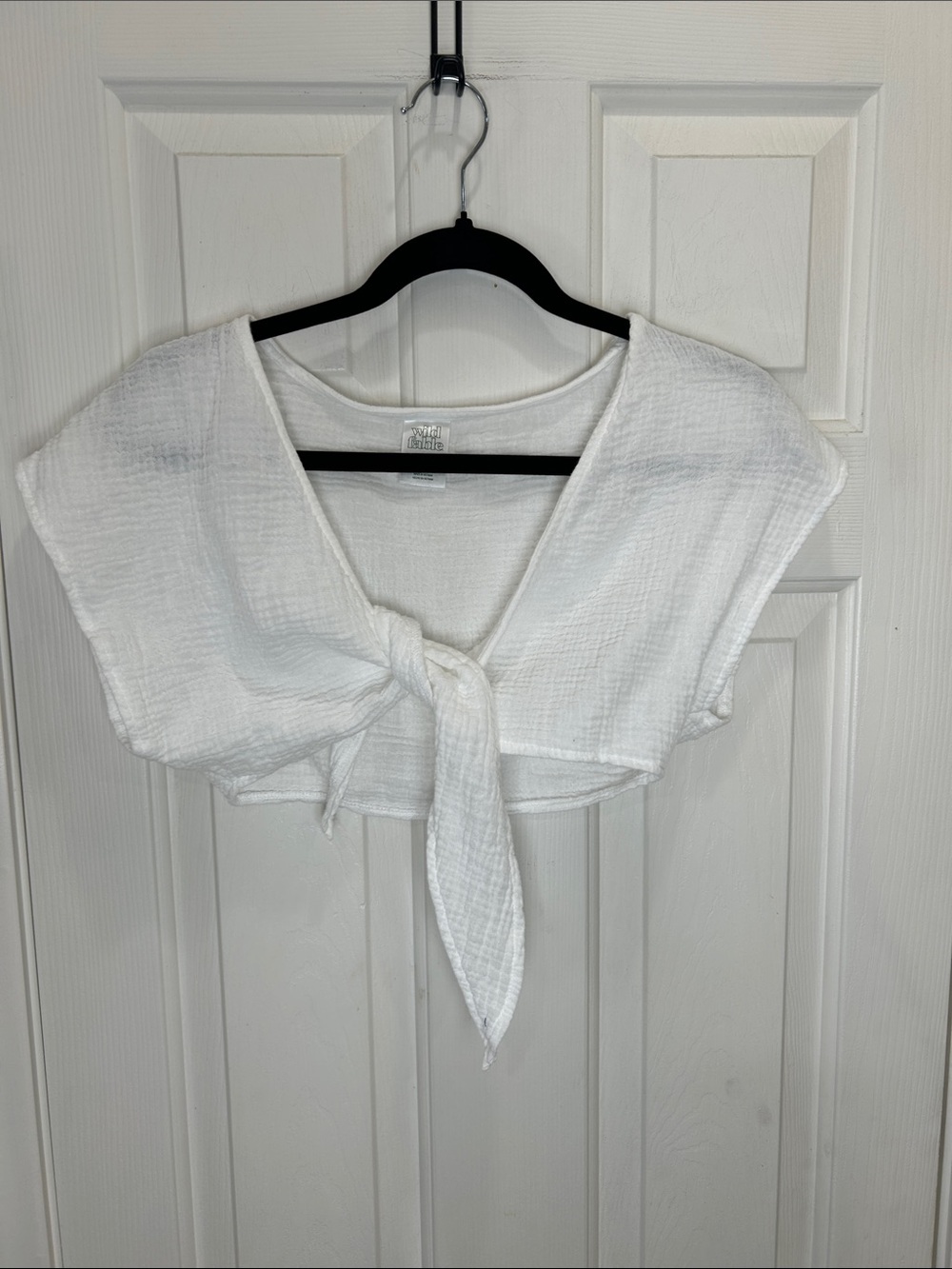 wild fable White Cotton Front-Tie Cropped Top